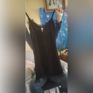 Elegant Black Dress with Lace Detail